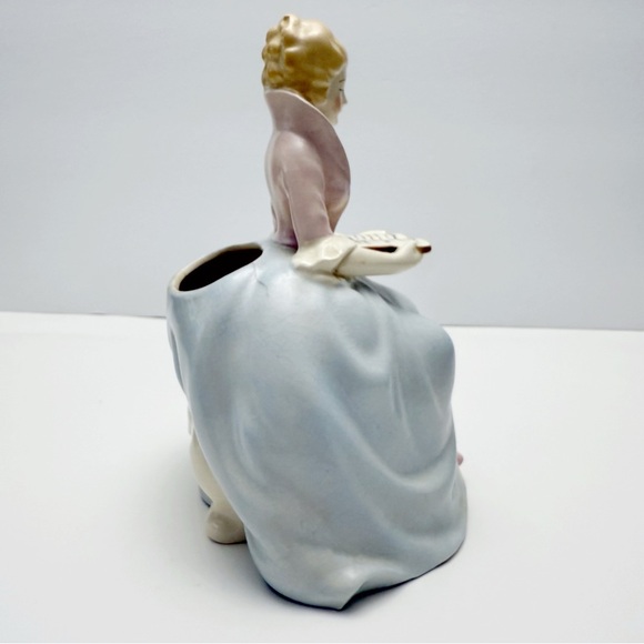 Vintage Victorian Regency Era Woman Female Figure with Book Ceramic Vase Japan - Picture 3 of 14